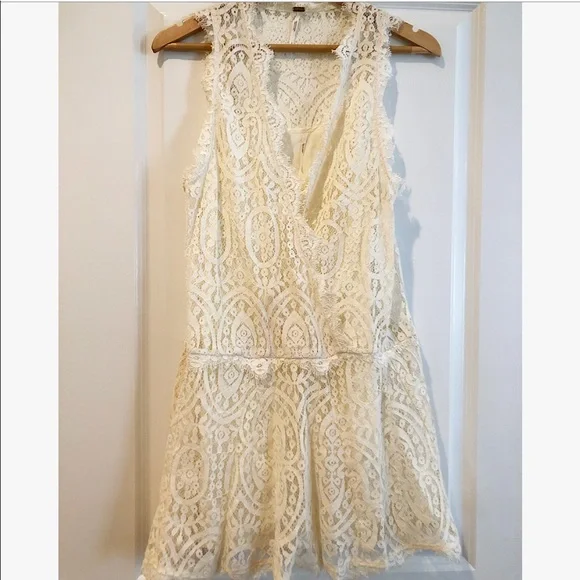 Free People | Dresses | Free People Flirty Cream Lace Dress | Poshmark